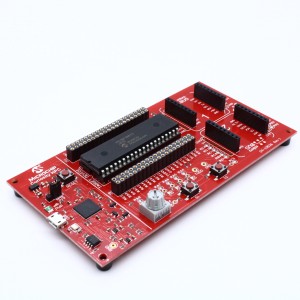 DM164136, Плата разработки с поддержкой 28- и 40-контактных 8-разрядных микроконтроллеры PIC® Microchip и встроенным программатором