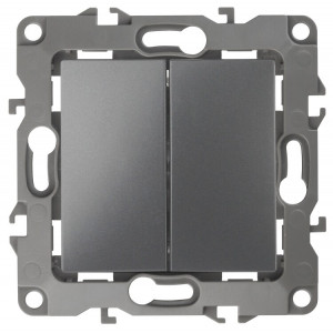 12-1106-12 Переключатель двойной, 10АХ-250В, IP20, 2, графит (10/100/2500) Б0019295