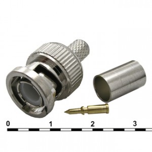 BNC-C59P, Разъём высокочастотный, штекер BNC, обжимной на кабель RG59