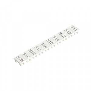 Маркировка для клемм (полоска) 9705A/8/10 B 311-320, Маркировочные шильдики, для клемм сечением 6 мм.кв., боковая / верхняя, 10 шильдиков, нанесенные символы: 311...320, с горизонтальным расположением, размер шильдика: 5,75 x 8,3 мм, цвет: белый