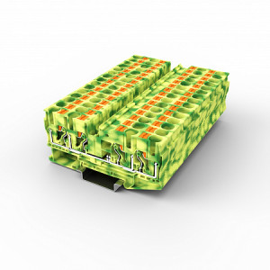 Заземляющая клемма UPT-6/2-2PE, Заземляющая клемма, 4 точки подключения, тип фиксации провода: Push-in, номинальное сечение: 6 мм кв., 1000V, ширина: 8,2 мм, цвет: желто-зеленый, тип монтажа: DIN35