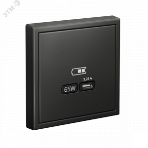 ARTGALLERY USB розетка тип-С 65Вт высокоскор.заряд. QC, PD, механизм, базальт GAL001427