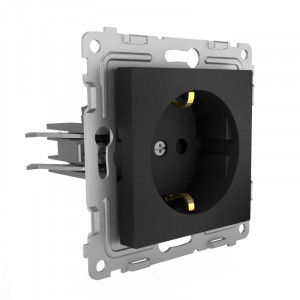 Розетка 1-м СП Pixel 16А IP20 с заземл. защ. шторки механизм карбон TKE-PX-R1ZSF-C14