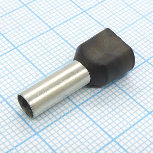 TE  6014 Black, наконечник кабельный торцевой сдвоенный трубчатый с изоляцией, L=26.1/14мм, провод 2х6.0мм2