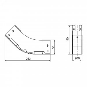 Угол вертикальный внутренний 45 градусов 50х200, 1,5 мм, цинк-ламель, в комплекте с крепежными элементами и соединительнымипластинами, необходимыми для монтажа SKM520KZL