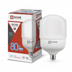 Лампа светодиодная высокомощная LED-HP-PRO 80Вт цилиндр 6500К холод. бел. E27 7600лм 230В с адаптером E40 4690612031149