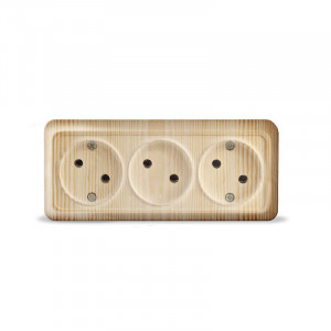 Розетка 3-м ОП Олимп 16А IP20 без заземл. сосна 1172