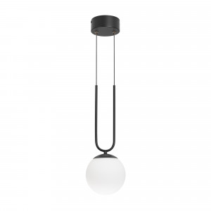 Светильник SP-BEADS-HANG-U-R130-10W Warm3000 (BK-GD, 275 deg, 230V) 036527, Подвесной светильник. Мощность 10 Вт, св. поток 710 лм, 71 лм/Вт, теплый 3000 K, CRI>90, угол 275°, напряжение питания 230 В. Черно-золотой круглый корпус из алюминия и стали, рассеиватель стекло, степень защиты IP20. Размер: диаметр 130 мм, высота ножки