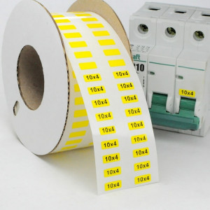 Маркировка прямоугольная NPP-10х04 Y, Маркировочная наклейка, для позиционного обозначения электрооборудования в шкафу и маркировки провода, размер 10х4 мм, цвет желтый, для принтера: RT200, RT230, в упаковке 6000 наклеек
