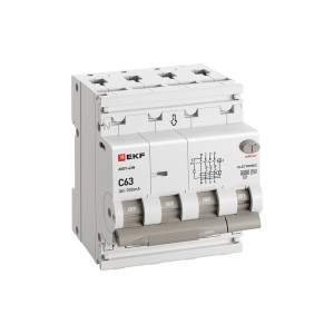 Автоматический выключатель дифференциального тока АВДТ-63N 3P+N 63А 300мА характеристика C тип A электронный 6кА PROXIMA EKF D63N46EA63C300