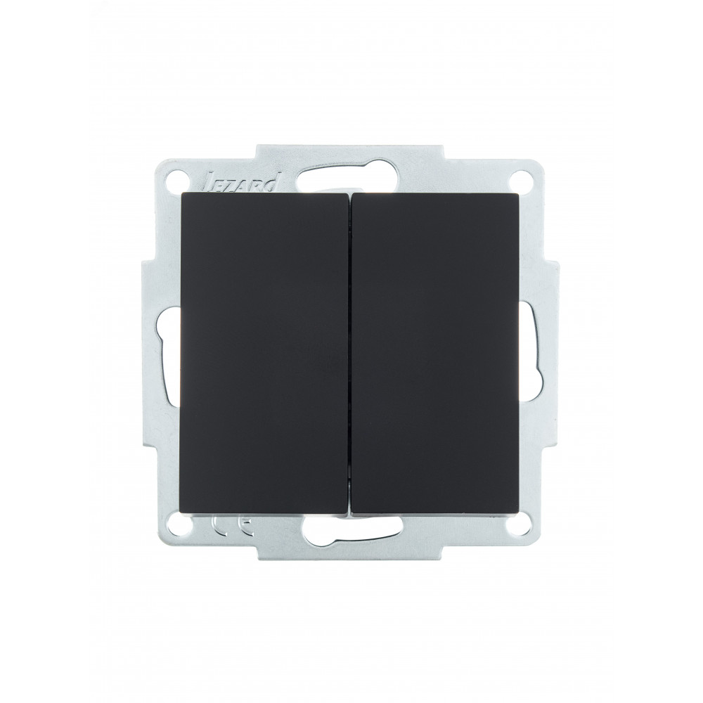 Изображение товара Выключатель двухклавишный СП Vesna черный механизм 742-4288-101