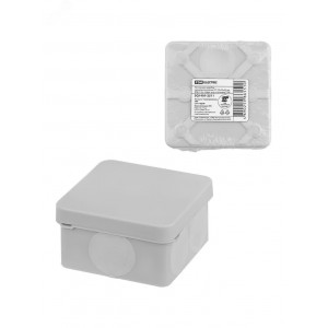 Распаячная коробка двухкомпонентная ОП 70х70х40 мм IP66 6 вх. серая инд. штрихкод TDM SQ1401-2511