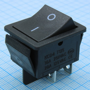 RWB-501 черный, Выключатель клавишный ON-OFF (4c) 15А 250В