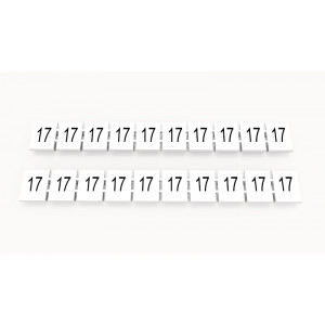 Маркировка (в кассетах) ZB8-10P-19-112Z(H), Кассета с маркировочными шильдиками, для клемм сечением 6 мм.кв., верхняя, 10 шильдиков, нанесенные символы: 17, с вертикальным расположением, размер шильдика: 7,45 x 10,7 мм, цвет: белый