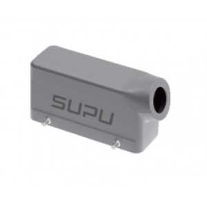 Крышка разъема S32A-SE-4B-M25, Крышка разъема на кабель, типоразмер 32A, с уплотнителем, 1 отверстие с резьбой для кабельных вводов M25x1,5, с боковым расположением, без защелок (упоры для двух защелок), материал корпуса: алюминиевый сплав