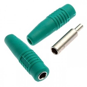 Z041 4MM CABLE JACK  GREEN, Гнездо на кабель 4 мм Cable jack зеленый, под винт