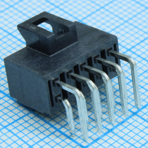 1053141210, Разъем провод-плата 10 контактов шаг 2.5 мм угловой монтаж в отверстие серия Nano-Fit лоток
