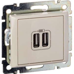 VALENA Розетка двойная USB слоновая кость 774170