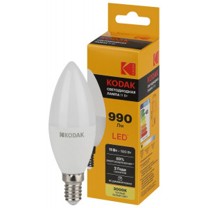 Лампочка светодиодная Kodak LED KODAK B35-11W-830-E14 E14 / Е14 11Вт свеча теплый белый свет(кр.1шт) [Б0057629]