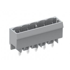 Вилочный разъем на плату 450212-03D, Вилочный разъем, вертикальный, на плату, шаг: 5.0 мм, 12 полюсов, фиксация на плате пайкой, исполнение: длина выводов 3,8 мм, 320V, 12A, цвет: серый