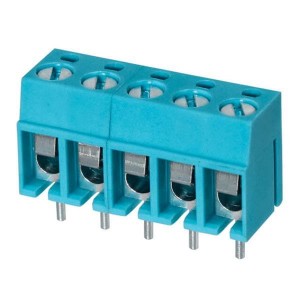 TB001-500-05BE, Фиксированные клеммные колодки Terminal block, screw type, 5.00, horizontal, 5 poles, CUI Blue, slotted screw, PCB mount