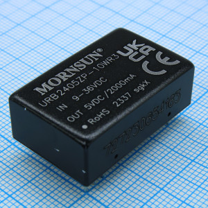 URB2405ZP-10WR3, Преобразователь DC/DC на печатную плату 10Вт вход 24В выход 5В 2А