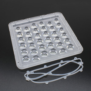 AJHB180D36LED60G, Групповая квадратная линза на 36 светодиодов 3535/3030, эфф=90%, диаграмма 60°, 180x180мм H:13,7мм, PC