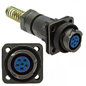 FQ14-6ZPK-8 (БЛ.КАБ.РОЗ.), Блочная розетка, 6 контактов, с патрубком и пружинным хвостовиком под кабель 8мм