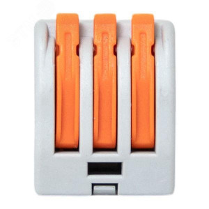 Клемма строительно-монтажная СМК 222-413 3-проводная 0.08-2.5кв.мм с рычагом (уп.100шт) PROxima plc-smk-413