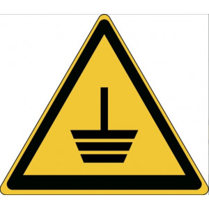 gws251953, PIC-329 Предупреждающий знак безопасности "Заземление", 25 мм, 250 шт/рул, B-7541(ламинированный полиэстер)