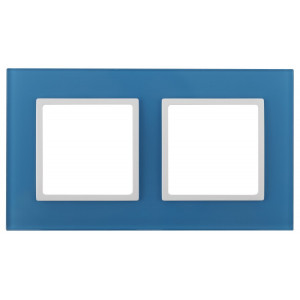 14-5102-28 Рамка на 2 поста, стекло, Elegance, голубой+бел (5/50/1200) Б0034500
