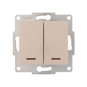 Выключатель 2-кл. 1п СП Karina 10А IP20 с подсветкой механизм крем. 707-0388-112