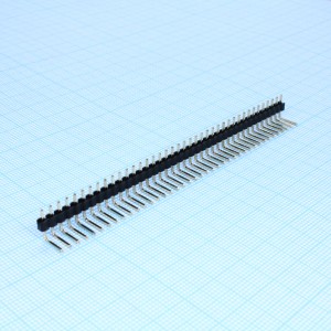 DS1022-1X40RUF11, Соединитель штыревой, вилка на плату однорядная угловая, 40pin(1x40), шаг 2.54мм (A=3.00mm, B=6.00mm, C=6.00mm), тип - U