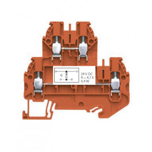 Клемма WT 4 E LDG +P O 24, Многоуровневая функциональная клемма, тип фиксации провода: винтовой, номинальное сечение: 4 мм кв., 24V, ширина: 6 мм, цвет: оранжевый, тип монтажа: DIN 35