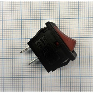 SC-768-2P Red, переключатель клавишный, двухконтактный,6A 250V, черный корпус, красная клавиша