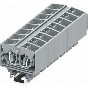 Проходная клемма (MINI) 254391, Проходная клемма, MINI, верхний подвод кабеля, 4 точки подключения, тип фиксации провода: пружинный, номинальное сечение: 2,5 мм кв., 24A, 800V, ширина: 10 мм, цвет: серый, тип монтажа: DIN15