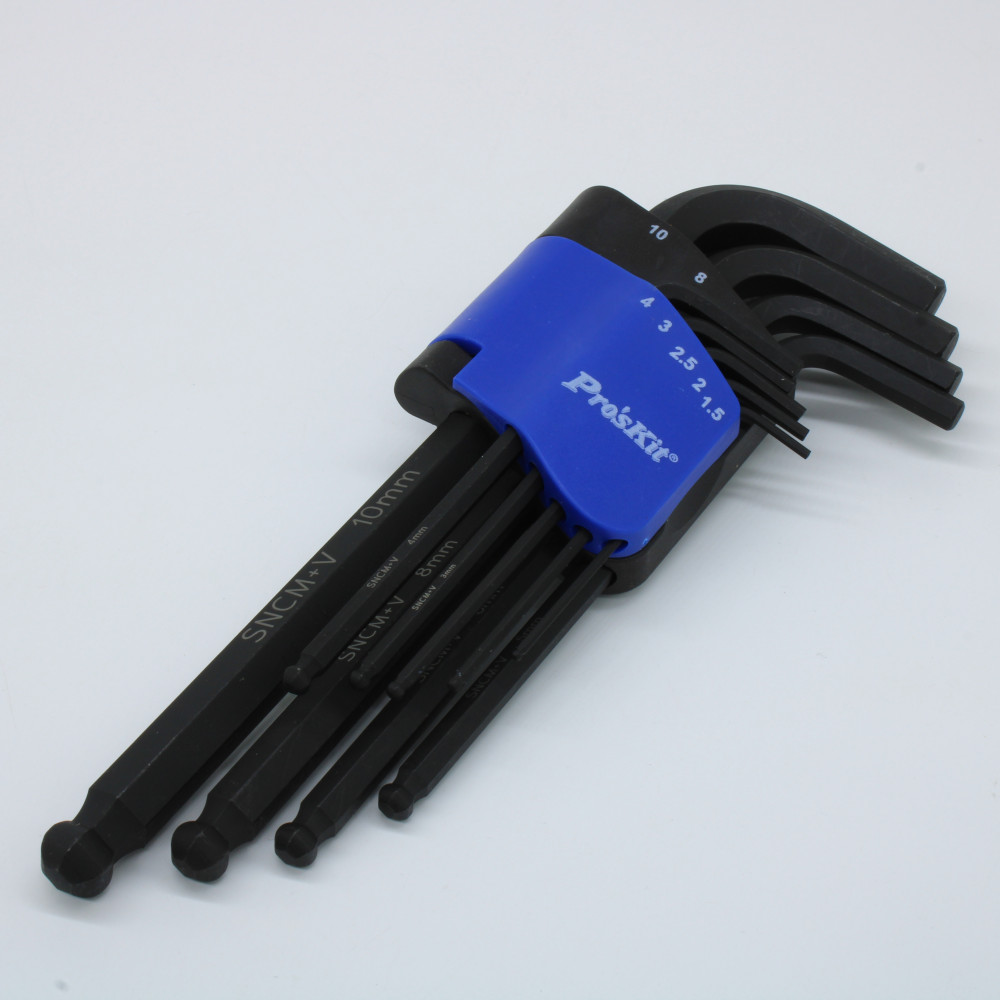 Изображение товара Набор шестигранников с шариком 8PK-028 от Pro'sKit 9 шт от 1.5 до 10 мм