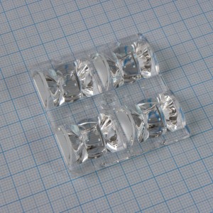 C13749_HB-2X2-O, Квадратная модуль линза 2x2 на 4 светодиода LG Innotek серии LEMWA33X, эфф=94%, 27°x112°, 50x50мм H:8,5мм