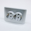 Изображение товара (NEW3-E) Розетка с/з со шторками двойная, 16А, серебряный 431419