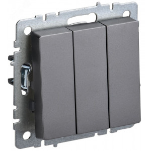 Выключатель 3-кл. СП BRITE ВС10-3-0-БрС 10А сталь BR-V30-0-10-K46