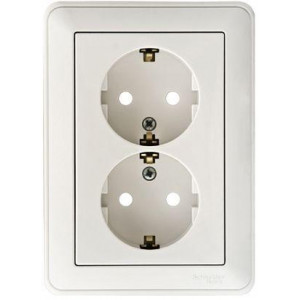 Розетка 2-м СП W59 16А IP20 с заземл. защ. шторки в сборе бел. SE RS16-255-18