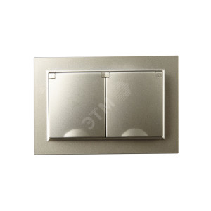 Розетка 2-м СП BRITE РСбш12-3-44-БрШ 16А в сборе IP44 с крышкой шампань BR-R26-16-44-K37-F