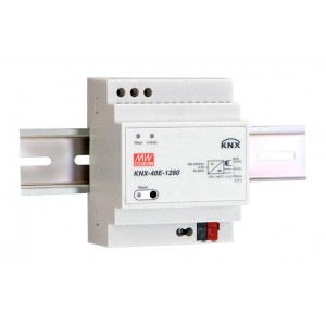 KNX-40E-1280, AC-DC для системы KNX, 38.4Вт, вход 180…264V AC, 47…63Гц /254…370В DC, выход 30В/1280мA, интегр. шина KNX, изоляция 4200В AC, на DIN-рейку 72х90х57мм, -30…+70°С