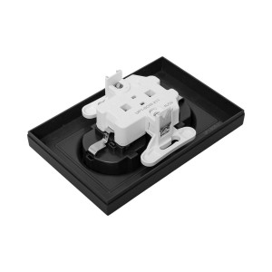 Механизм розетки двойной, 16А, с заземлением, со шторками, с рамкой, ч-рный Эпика EKF UP1-SOB-211