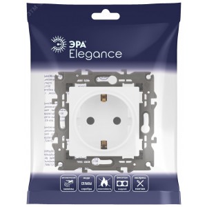 14-2101-01 Розетка 2P+E Schuko, 16A-250В, IP20, Elegance, белый (10/100/2800) Б0034264