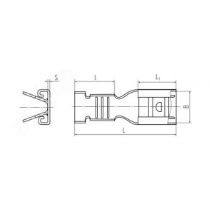 Разъем плоский неизолированный (мама) РП-М 1.0-(2.8), Разъем плоский под двойной обжим, неизолированный (мама)