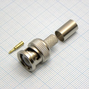 BNC штекер, обжим RG-6, ВЧ разъем
