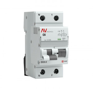 Дифференциальный автомат DVA-6 1P+N 6А (C) 30мА (AC) 6кА AVERES rcbo6-1pn-6C-30-ac-av