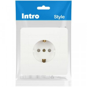 Розетка 7-206-01 Style с заземлением 2P+E Schuko со шторками, 16А-250В, IP20, СУ, белый1шт Б0060623