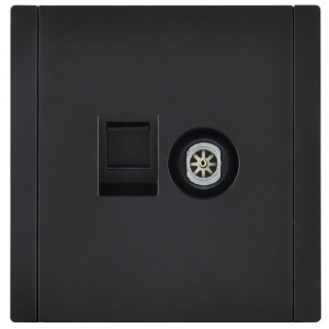 FORTE&PIANO Розетка двойная TV+RJ45 кат.6 FP137 черный IEK FP-AK20-2-K02